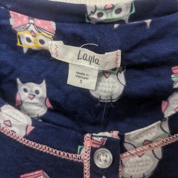 Layla NWT S Blue Owls & Books Sleep Top - Picture 4 of 8